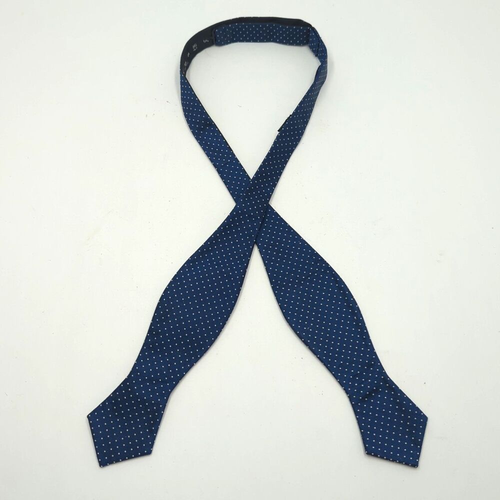 J Crew 100% Silk Blue Polka Dot Neck Bow Tie